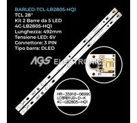 KIT 2 BARRE STRIP 5 LED TV AKAI 4C-LB2805-HQ1 28D2700