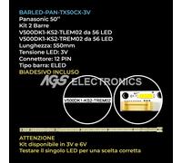 KIT 2 BARRE STRIP 56 LED TV PANASONIC V500DK1-KS2-TLEM02/TREM02 TX50CX680E 3V