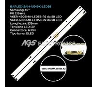 KIT 2 BARRE STRIP 58 LED TV SAMSUNG V6ER-490SMA-R2/B BN96-39671A/39672A
