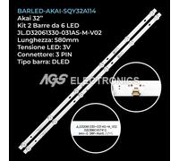 KIT 2 BARRE STRIP 6 LED TV AKAI HRS-SQY32A114-2X6-2W AKTV3219S