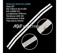 KIT 2 BARRE STRIP 6 LED TV AKAI MS-L2082-V2 JS-D-JP320M-061ES