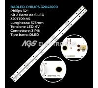 KIT 2 BARRE STRIP 6 LED TV PHILIPS 320TT09 YX-32042000 32PFL3188T 32PFL3088H/12