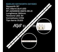 KIT 2 BARRE STRIP 6 LED TV SKYWORTH SKY32E3-170413-N 32S3A32G SDL320HY