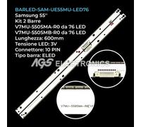 KIT 2 BARRE STRIP 76 LED TV SAMSUNG 10 PIN V7MU-550SMA-R0 55MU-7.8.9-76EA-L/R