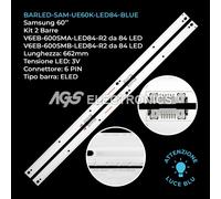 KIT 2 BARRE STRIP 84 LED TV SAMSUNG V6EB-600SMA-LED84-R2/B LUCE BLU