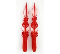 Kit 2 Candele Artigianali Artistiche Lunghe Rosse e Bianco - Interamente intagliata a mano