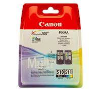 KIT 2 CARTUCCE CANON ORIGINALI PG-510 CL-511 NERA COLORE 2970B010