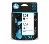 HP 305 2-Pack Tri-color/Black Original Ink Cartridge cartuccia d'inchiostro 2 pz Originale Resa standard Nero, Ciano, Magenta, Giallo
