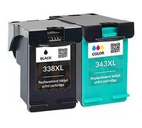 Kit 2 Cartucce HP338 HP343 Compatibili Per Hp Photosmart C3180 Deskjet 5740