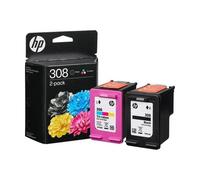 KIT 2 CARTUCCIA ORIGINALE HP 308 6L6S6UE BK + COL Colore 160 / 120 Pagine
