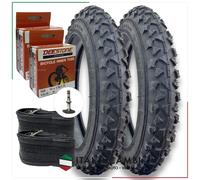 KIT 2 COPERTONI 2 CAMERE D'ARIA BICI 14x1.75 NERO 47 254 VALVOLA ITALIA DEESTONE