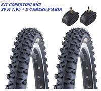 KIT 2 COPERTONI +2 CAMERE D'ARIA MTB BICI BICICLETTA 26 X 1.90 1.95 ALTA QUALITA