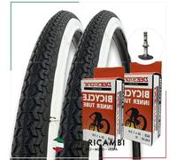 KIT 2 COPERTONI BICI 26 X 1 3 8 37 590 BIANCO NERO 2 CAMERE D'ARIA 26 X 1 3 8
