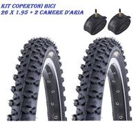 KIT 2 COPERTONI GOMME + 2 CAMERE D'ARIA MTB BICI BICICLETTA 26 X 1.95