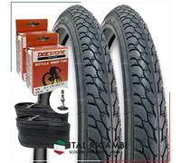 KIT 2 COPERTONI NERI 2 CAMERE D'ARIA BICI 20 x 1.75 47 406 VALVOLA IV DEESTONE