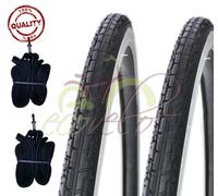 KIT 2 DUE COPERTONI + 2 DUE CAMERE BICI 700 35 BIANCO NERO SLICK STRADALE