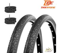 2 COPERTONI 26 X 1.75 + 2 CAMERE D'ARIA PER BICI CITY BIKE NERI SLICK 44-559