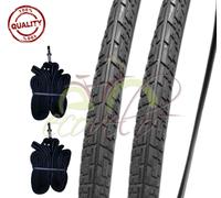 KIT 2 COPERTONI NERI + 2 CAMERE D'ARIA BICI CICLO CITY BIKE 700X32C 28 x 1.25