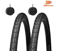 KIT 2 DUE COPERTONI + 2 DUE CAMERE D'ARIA BICI CICLO CITYBIKE NERO 700X35C