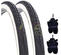 KIT 2 DUE COPERTONI + 2 DUE CAMERE PER BICI MTB 26x1.75 BIANCO NERO SLICK STR.