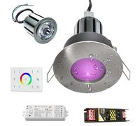 KIT 2 faretti LED 24W incasso box doccia sensoriale bagno turco IP65 cromoterapia luce RGB RGBW 24V centralina smart pannello touch Dimmerabile giochi luce colori scenari RGB+3000K (spazzolato)