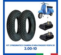 kit 2 Gomma Pneumatico Copertone camera PIAGGIO VESPA 50 SPECIAL 3.00 10 deeston