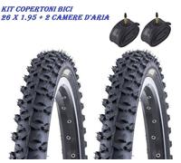 KIT 2 GOMME COPERTONI PNEUMATICI 26 + 2 CAMERE D'ARIA MTB BICI BICICLETTA BIKE
