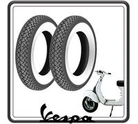 KIT 2 GOMME GOMMA COPERTONE COPERTONI PNEUMATICI CON FASCIA BORDO BIANCO COMPATIBILI PER PIAGGIO VESPA 50 SPECIAL - ET3-125 PRIMAVERA - VESPA PK 50-50 XL.