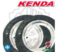 KIT 2 GOMME PNEUMATICI KENDA 3.00 10 TIPO S83 + CERCHIO CROMATO PIAGGIO VESPA 50