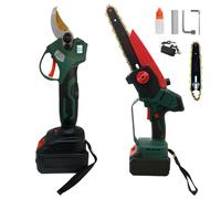 Kit 2 in 1 Motosega Potatore con Lama da 8" e 6" + Forbice 35mm 2 Batterie 88V