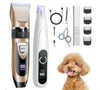 Kit 2 in 1 per la toelettatura del cane, tosatrice ricaricabile a basso rumore per la toelettatura, tagliaunghie senza fili e taglia zampe per cani, rasoi per cani di piccola taglia, gatti e animali