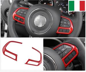 Kit 2 Inserto Volante con Comandi al Volante per Jeep Renegade Compass Rosso