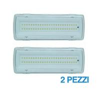 KIT 2 LAMPADA EMERGENZA INCASSO CON 50 LED SMD E BATTERIA LUCE BIANCA 6500K 4W [EEK: A+]