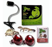 kit 2 Lampade Infrarossi Riscaldanti 60w +E 27 Portalampada Rettili Termica Con Pinza e Interruttore kit Completo Per Rettili e Piccoli Animali Tartarughe da terra Lucertole Serpente ecc... Pet Tribe