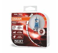 KIT 2 LAMPADINE OSRAM H4 12V NIGHT BREAKER LASER GEN2 +150% DI LUCE FANALE FARO