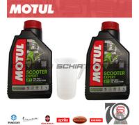 Kit 2 Litri Olio Lubrificante Miscela Motul Scooter Expert 2T + Misurino 2% K...
