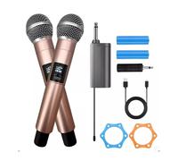 KIT 2 MICROFONI WIRELESS SENZA FILI DINAMICI CON BATTERIA KARAOKE FESTE CANZONI