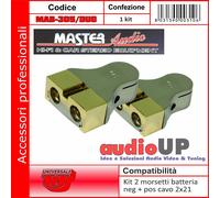 KIT 2 MORSETTI BATTERIA POSITIVO E NEGATIVO CONNESSIONE 2 CAVI DA 21mmq - NICHEL