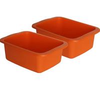 Kit 2 pezzi catino rettangolare arancio. Bacinella in plastica di capacità 10L. Vaschetta multiuso misure 42 x 31 x 15,5 cm