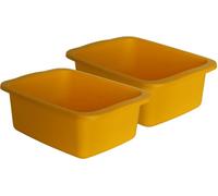 Kit 2 pezzi catino rettangolare. Bacinella in plastica di capacità 10L. Vaschetta multiuso misure 42 x 31 x 15,5 cm (Giallo)
