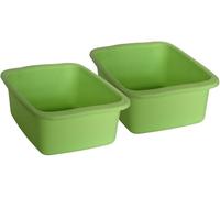 Kit 2 pezzi catino rettangolare verde. Bacinella in plastica di capacità 10L. Vaschetta multiuso misure 42 x 31 x 15,5 cm