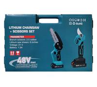 KIT 2 Pezzi Cesoia Forbice a Doppia Batteria 48V DA Potatura + Motosega +Valigia