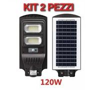 KIT 2 PEZZI LAMPIONE STRADALE LED 120W PANNELLO SOLARE FOTOVOLTAICO JD1940 CO...