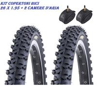KIT 2 PNEUMATICI COPERTONI + 2 CAMERE D'ARIA MTB BICI BICICLETTA 26 X1.95 50-559