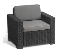 Kit 2 poltrone California in resina polirattan graphite 83x68x72 cm con cuscini