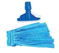 Kit 2 pz ricambio mop in microfibra a fascia gr. 250 + 1 pinza per mop