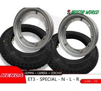 KIT 2 RUOTA COMPLETA VESPA 50 PK S (V5X2T) GOMMA CERCHIO CAMERA D'ARIA 3.00-10