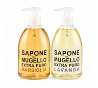 Kit 2 Saponi Liquidi con Dispenser, Marsiglia + Lavanda, Detergente Delicato per Mani e Corpo, Dosatore a Pompa, Set Profumato per Uso Quotidiano - 2 Flacone da 500ml