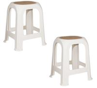 KIT 2 Sgabello Bagno Doccia BIANCO BLU BEIGE 31x27x46h cm Cucina Camera Camper