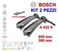 KIT 2 SPAZZOLE TERGICRISTALLO GOMMA BOSCH 3397007432 AEROTWIN 65 38 CM A432S